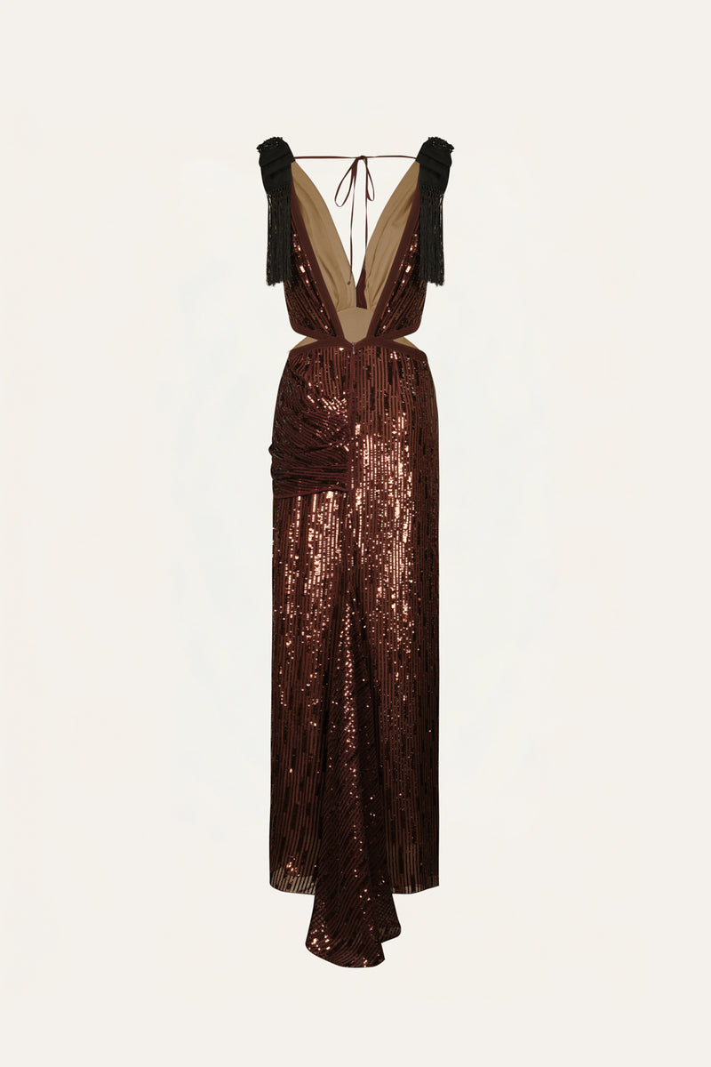 kleo one shoulder maxi dress - golden ochre Olympia Asymmetrical Pleated (1): / S-M-L(3-2- – Sugar Sugar Hawaii Baby Girls Dresses main image 0