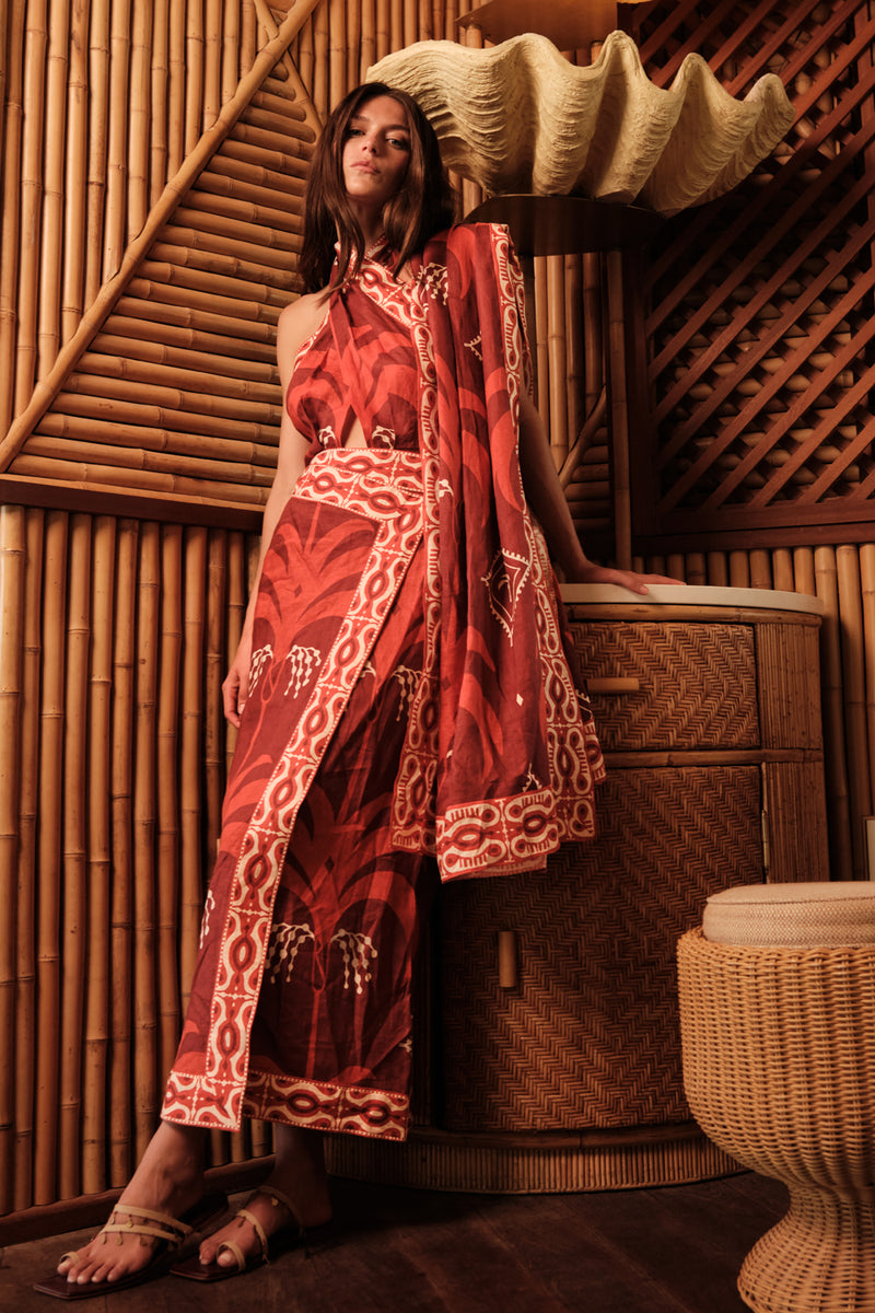 johanna ortiz red floral dress Johanna Ortiz - - Red Petals Strapless Silk Maxi Dress - Ivory - US 10