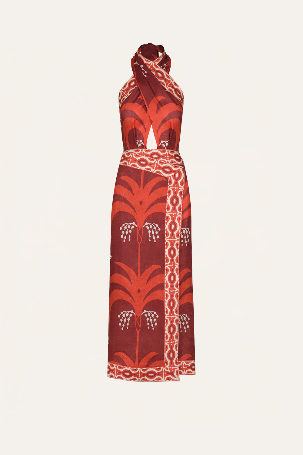 Johanna Ortiz Buen Viento Ankle Dress | Red/Floral | Size 8