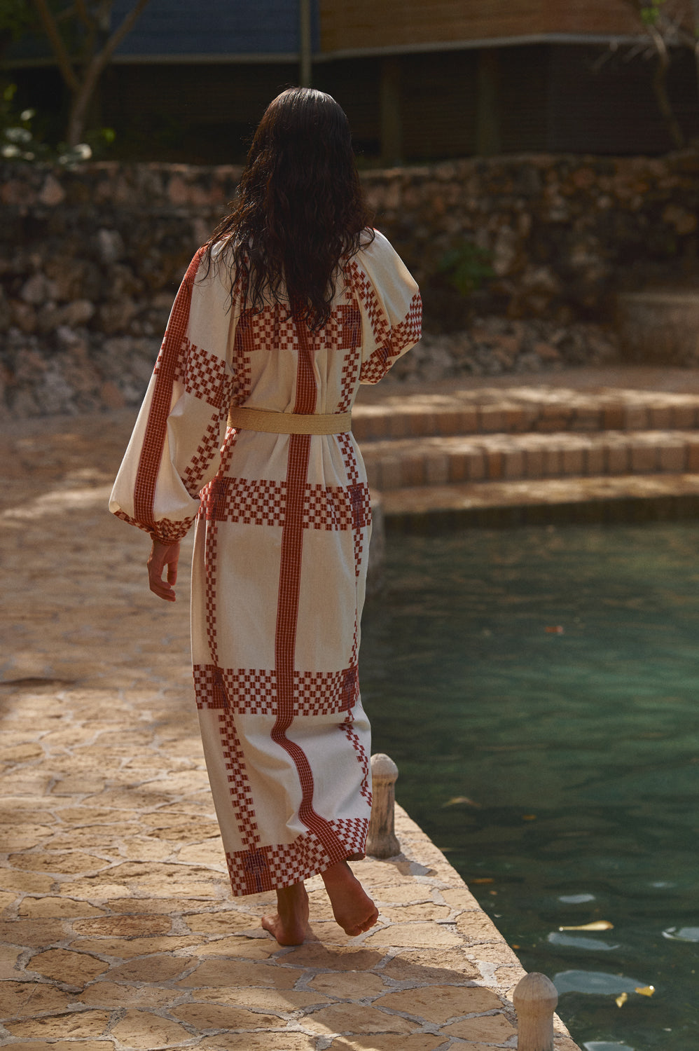 パーティードレス Julisa Geometric Jacquard Silk Dress K228062U Stella Jacquard Mothers Dress with Hand Beaded