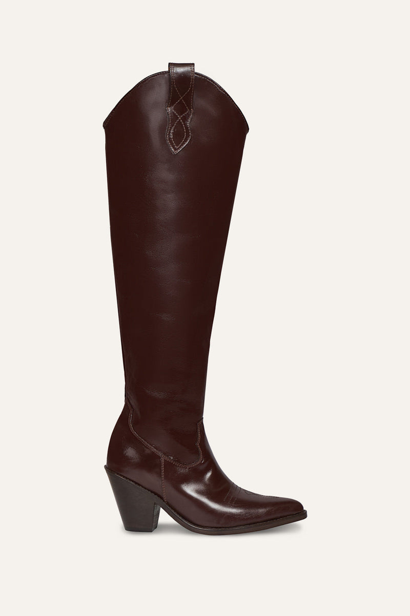Fertile Crescent Boots in Chocolate - Fall Winter ‘24 | Johanna Ortiz