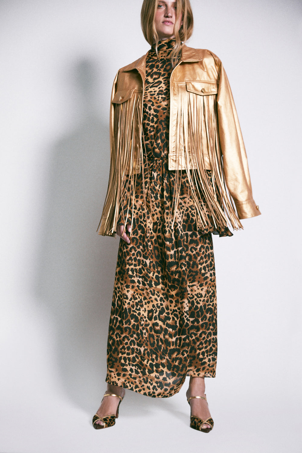 Leopard/Gold Aventurera Heels | Johanna Ortiz